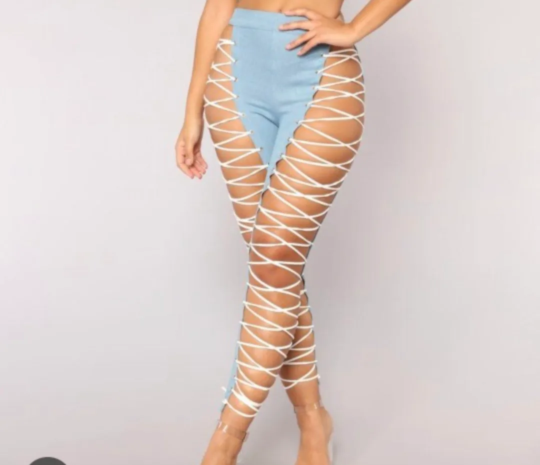 Lace-Up Denim Pants thumbnail