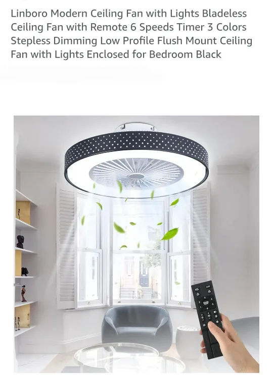 Linboro Modern Ceiling Fan with Lights white not black thumbnail