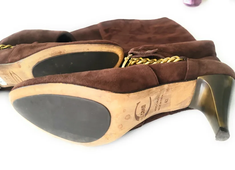 just cavalli Couture Brown Suede Knee High Boots size 41 image indicator(7)