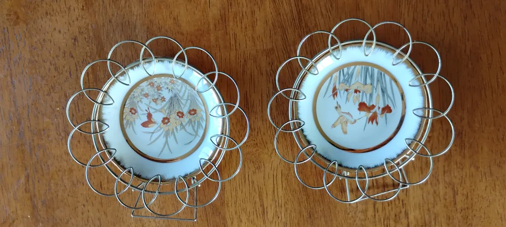 Cameron Japan Saucers with Metal Holders (Set of 2) thumbnail