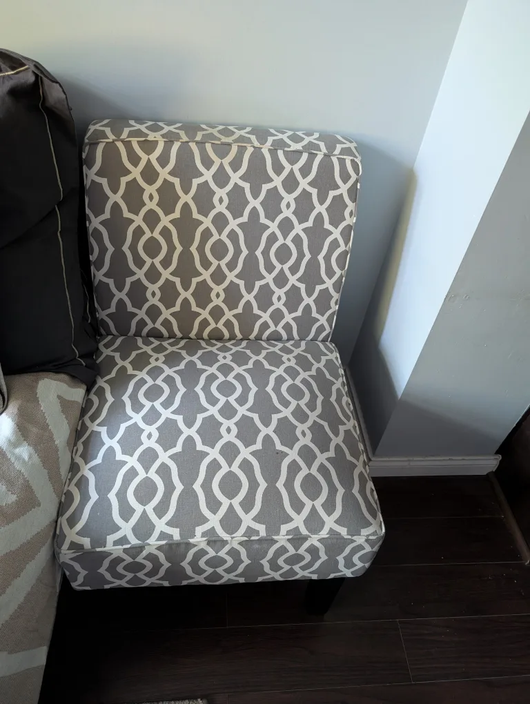Grey & White Accent Chair thumbnail