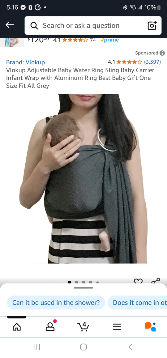 Vlokup Adjustable Baby Water Ring Sling - Grey