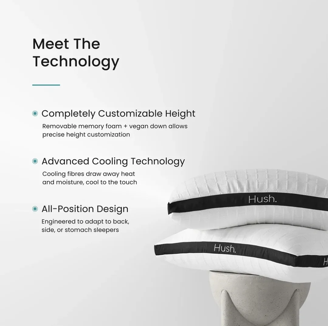 Hush Hybrid Adjustable Cooling Pillow – Queen Size + Bonus image indicator(2)