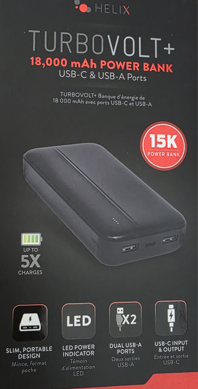 Helix TurboVolt+ 18,000 mAh Power Bank - New