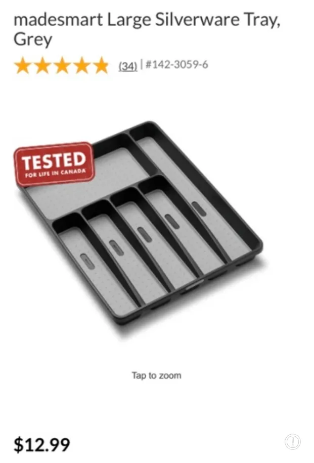 madesmart Large Silverware Tray - Grey🇨🇦🍁 thumbnail