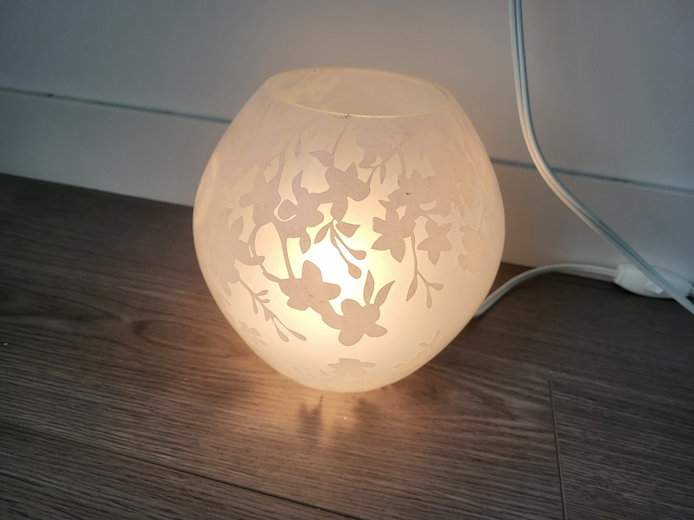 Ikea Floral Patterned Glass Table Lamp