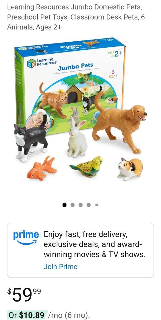 Learning Resources Jumbo Domestic Pets, Ages 2+ thumbnail