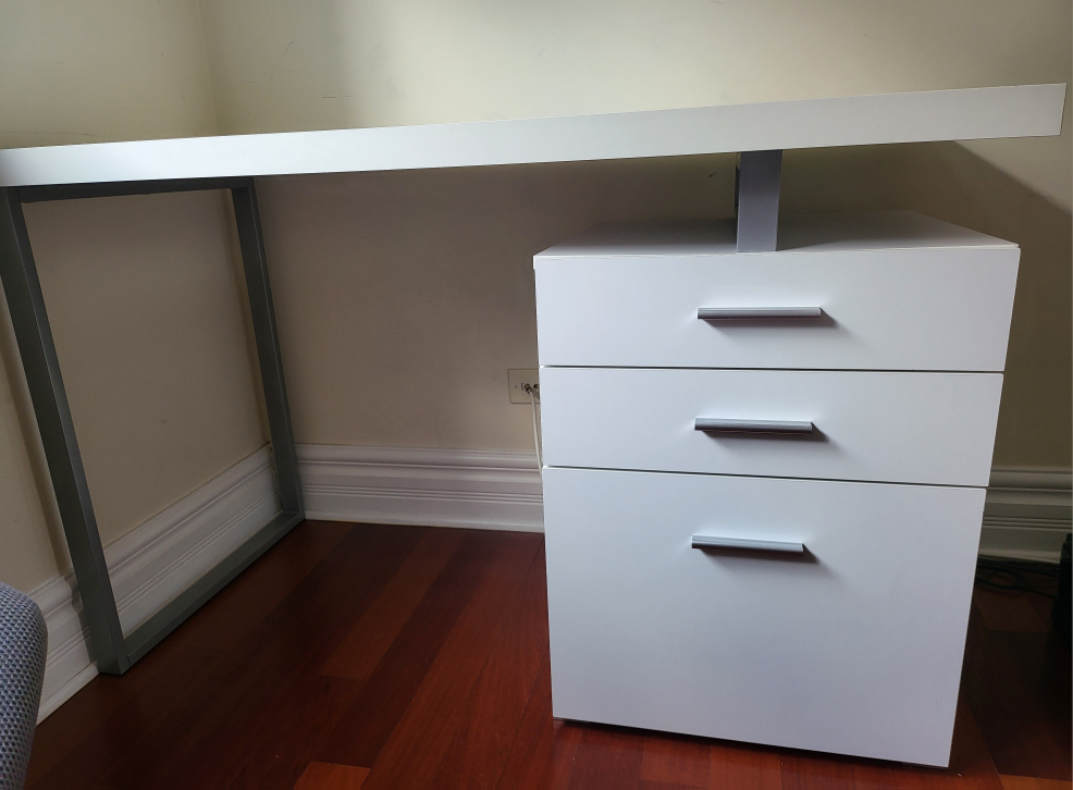 White Desk with 3 Storage Drawers.