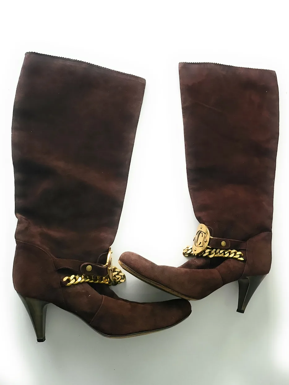 just cavalli Couture Brown Suede Knee High Boots size 41 image indicator(2)