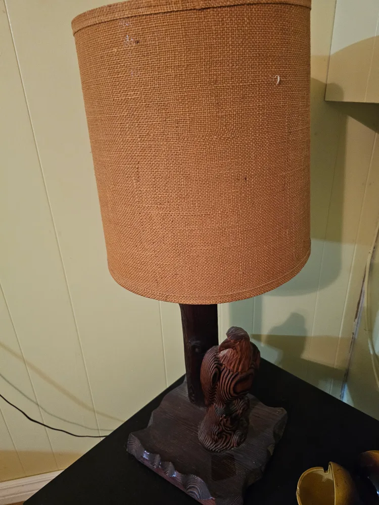 Vintage Carved Wood Bear & Eagle Lamps $25 For both image indicator(2)