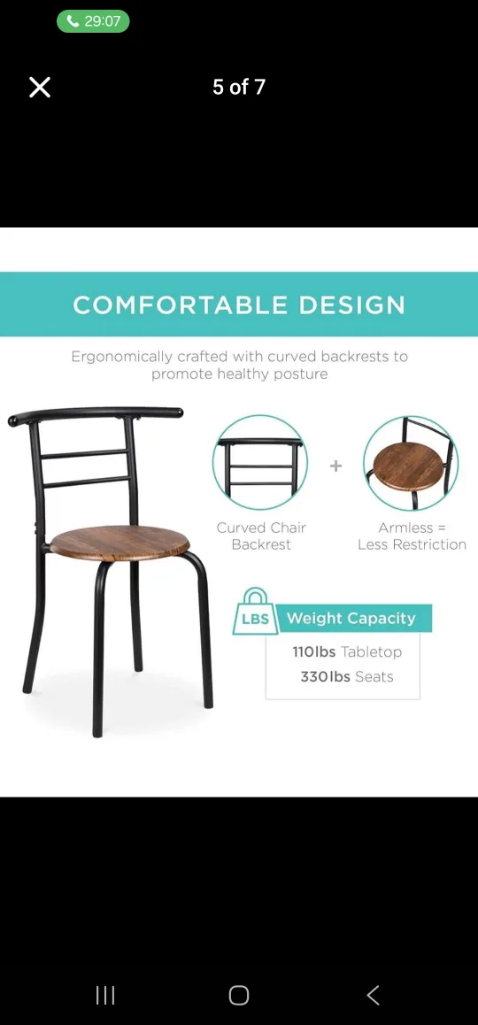 Dining, Desk, Game Table Set with 2 Chairs image indicator(5)