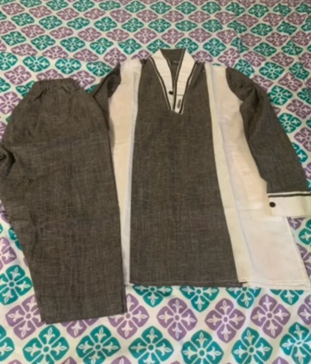 Boys' Gray and White Shalwar Kameez - 🇨🇦🍁 thumbnail
