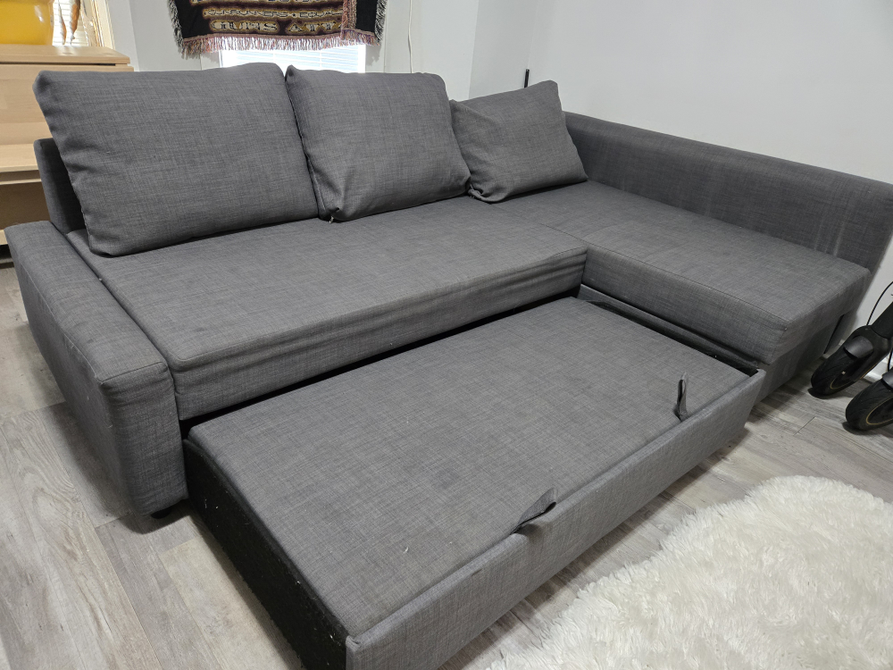 Gray Sleeper Sofa with Storage - photo 3