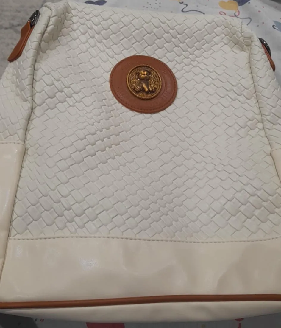 NEW White & Brown Backpack Purse image indicator(8)