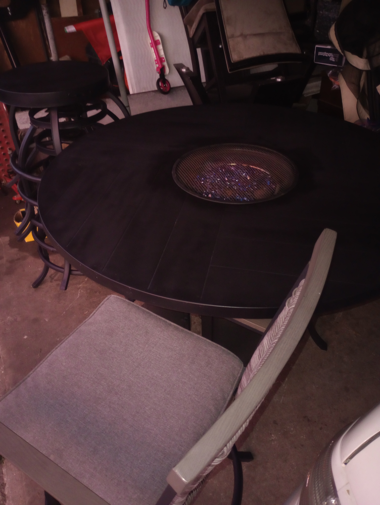 Outdoor Dining Table with Fire Pit & 6 Chairs - photo 4