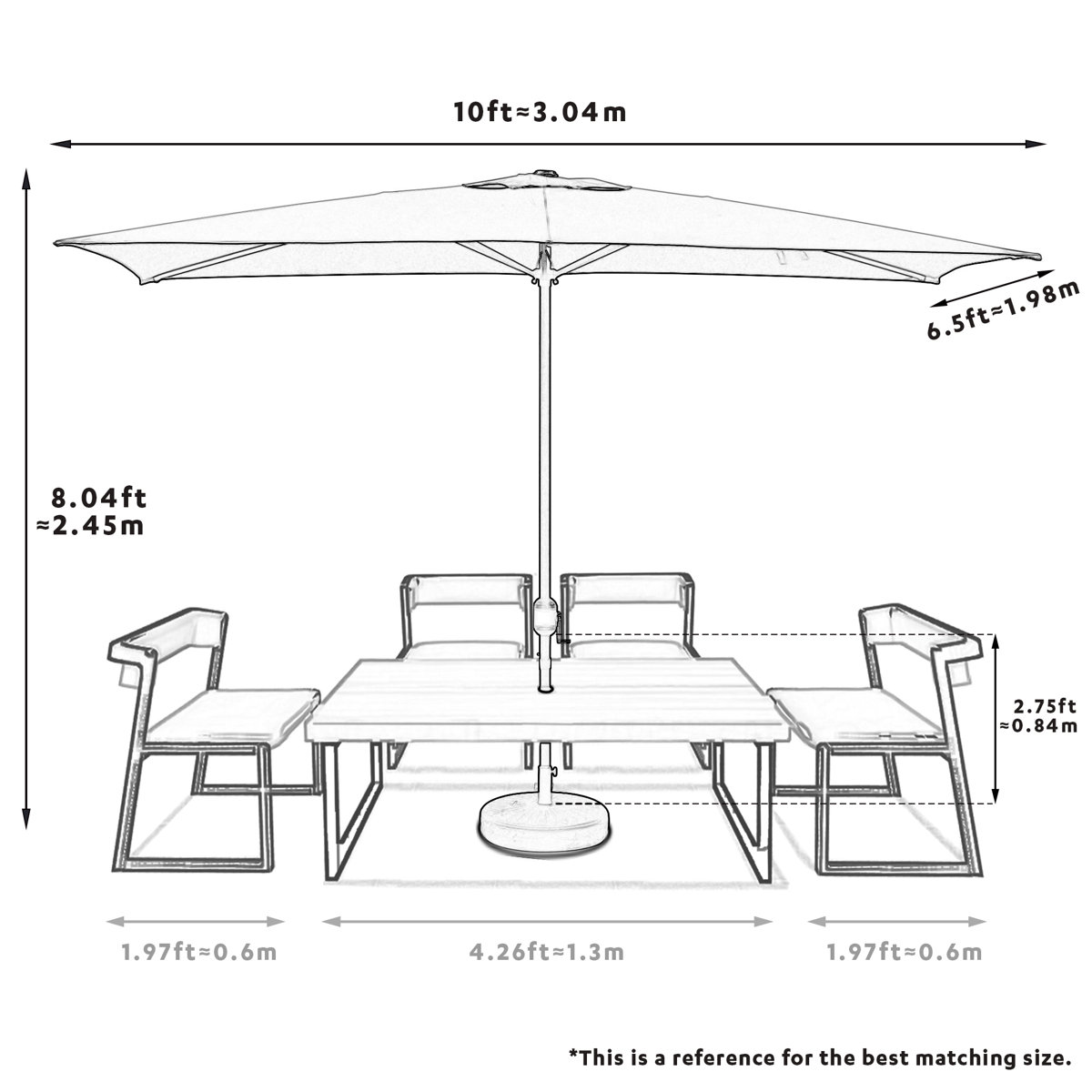 Bradford 120'' x 78'' Market Rectangular Patio Umbrella - photo 3