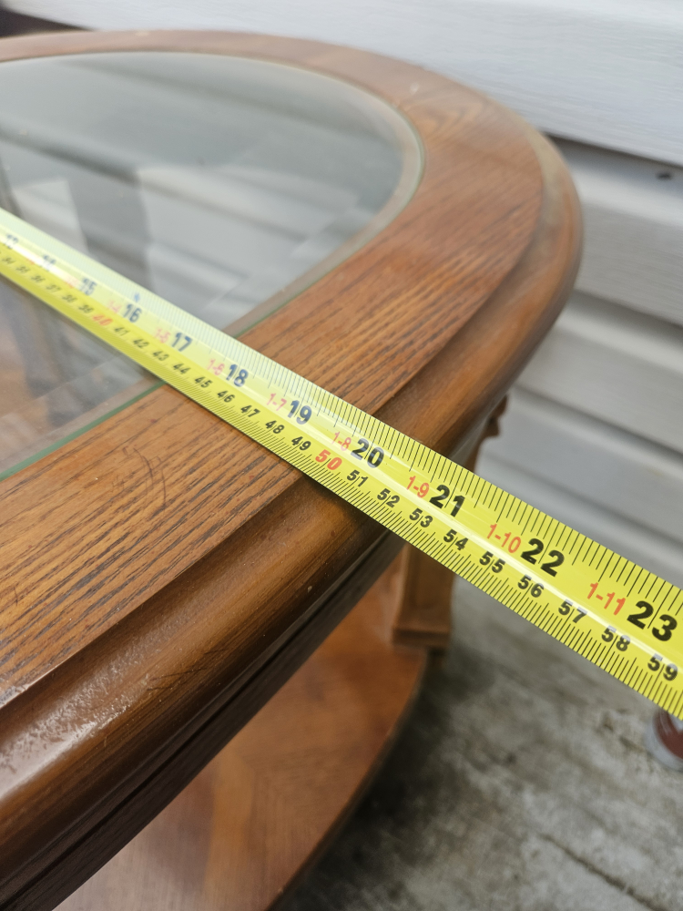 Oval set of 2 wood & Glass End Table - 22 inch - photo 4