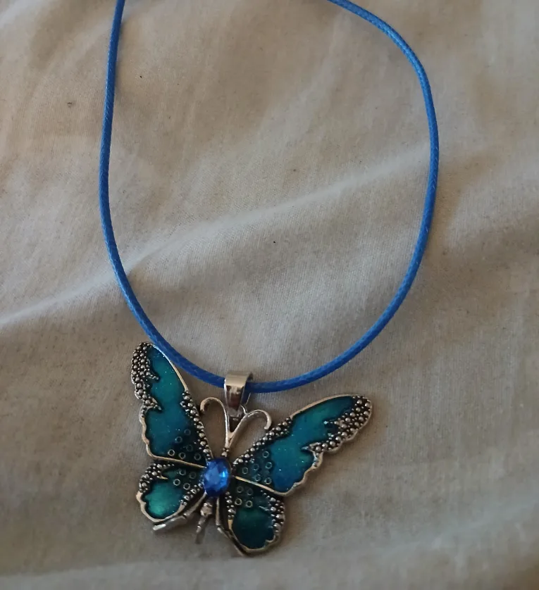 Butterfly Pendant Necklace - Blue thumbnail
