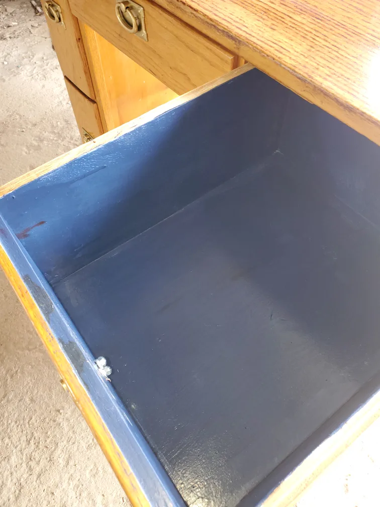 Wooden Desk with Drawers & Bookshelf MCM image indicator(6)