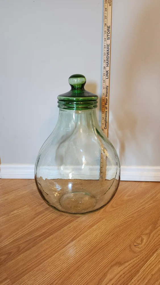 Large Glass Jar with Lid - Green Accents image indicator(3)