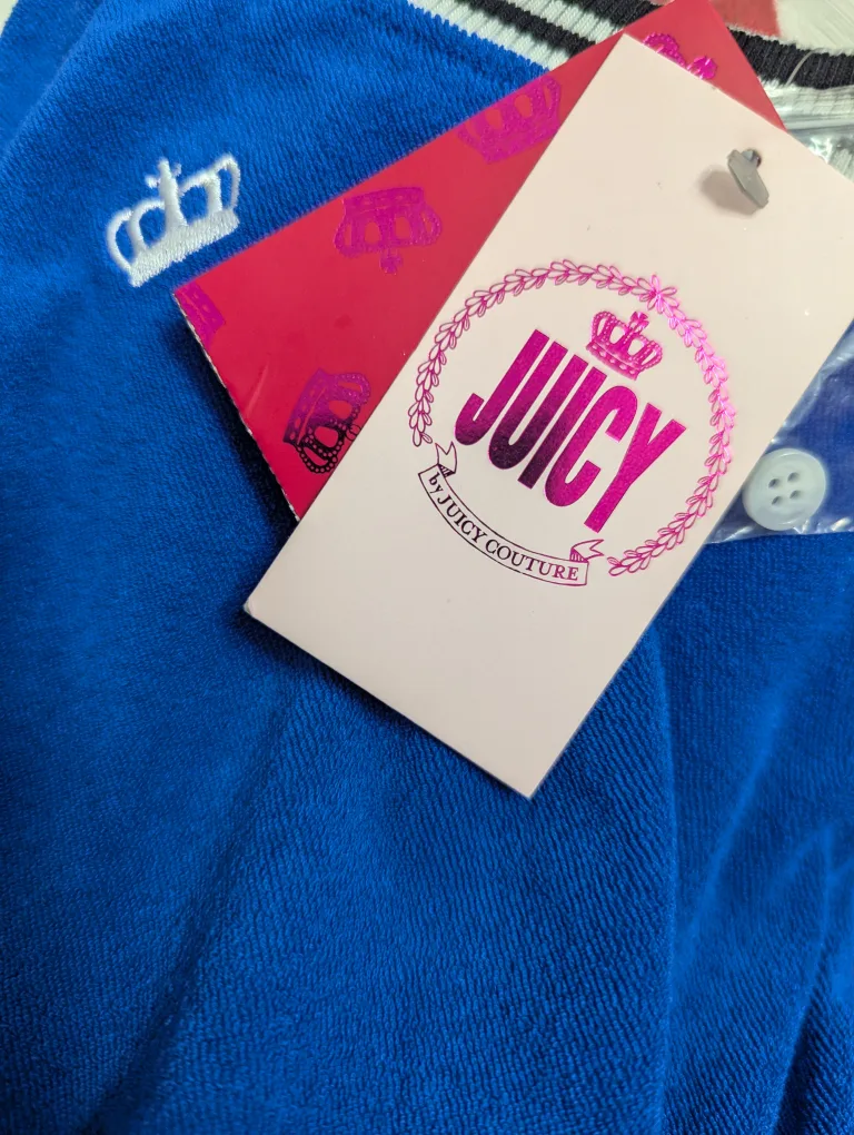 NEW SMALL Womens Juicy Couture Vintage Royal Blue Terry Jumpsuit image indicator(8)