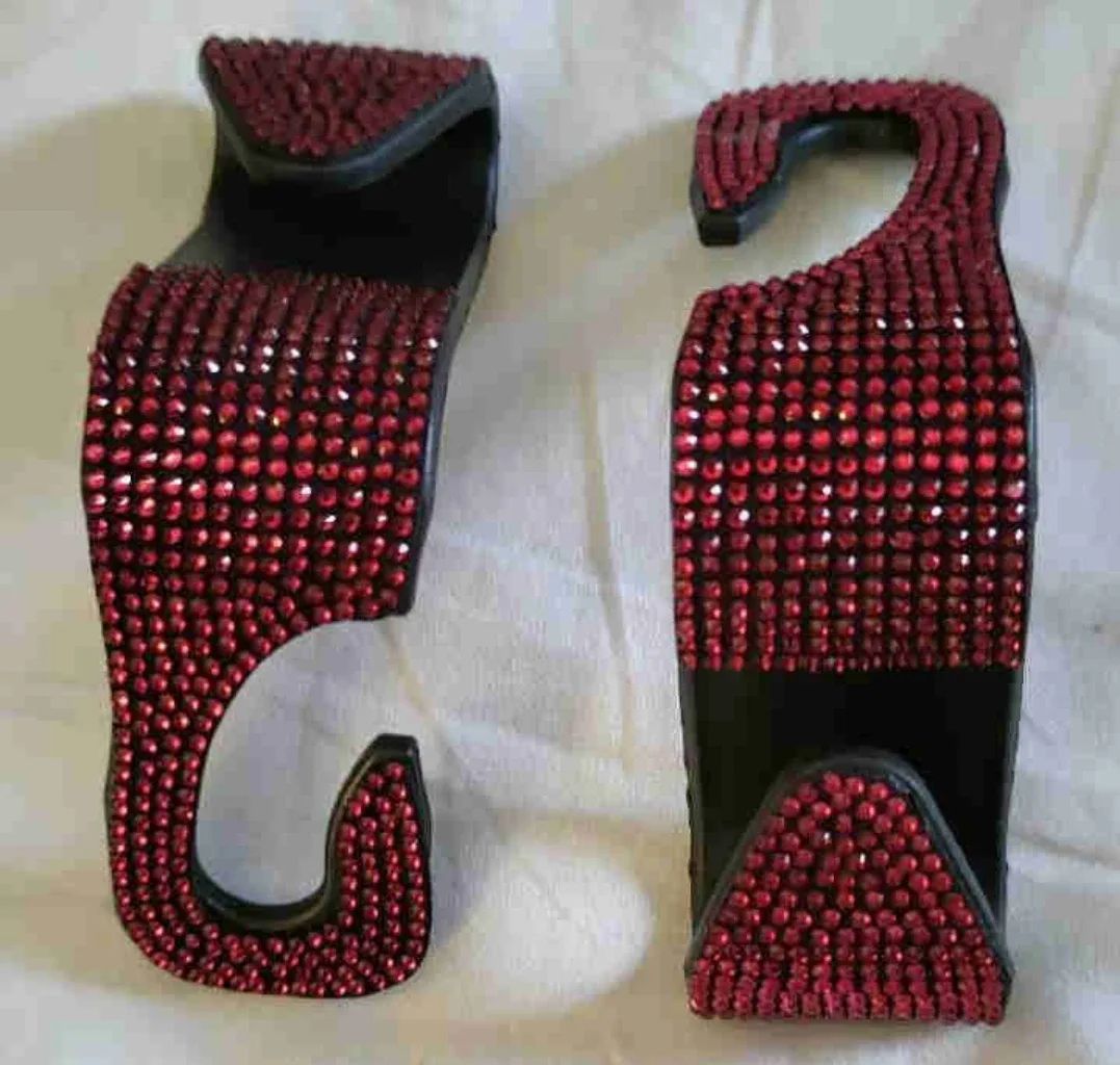 Bling Car Headrest Hooks - Red Rhinestone thumbnail