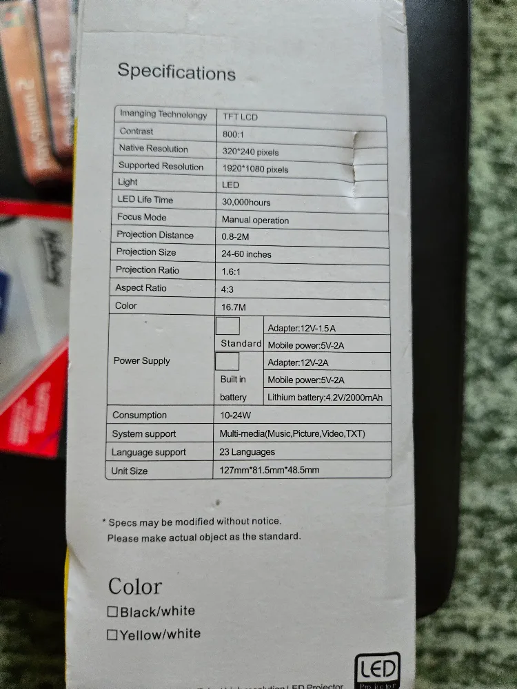 LED Projector - Yellow/White image indicator(2)