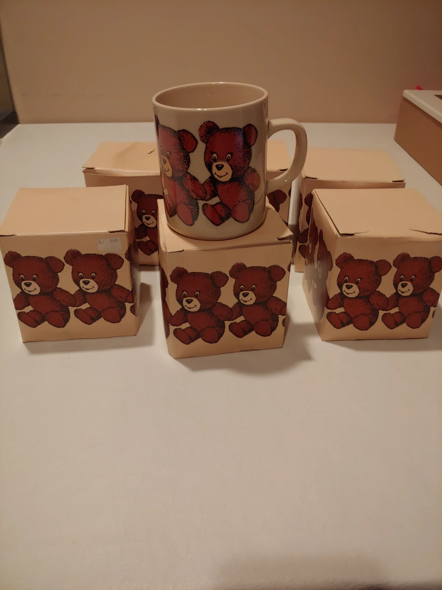 6 10oz Cute Teddy Bear Mugs with Box