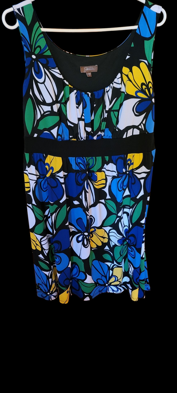 Blue,Black and White Summer Floral Dress, Sleeveless - photo 4