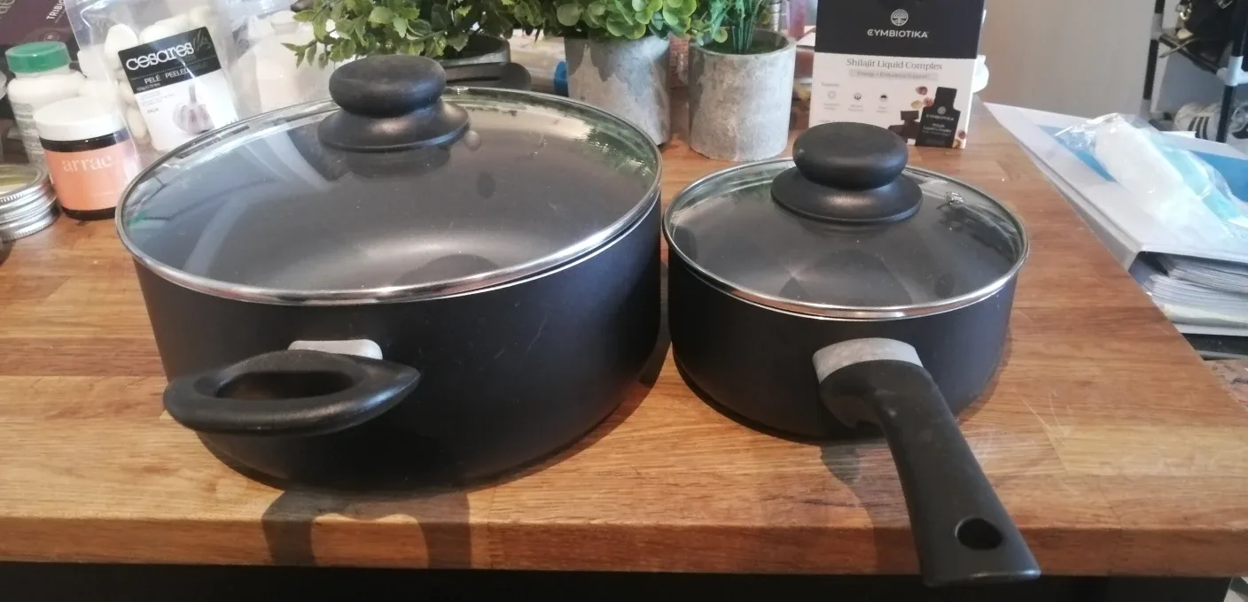 Two Black Pots with Lids thumbnail