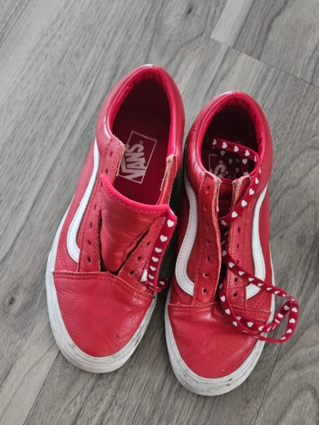 Vans Old Skool Red Leather Sneakers Size 6 thumbnail