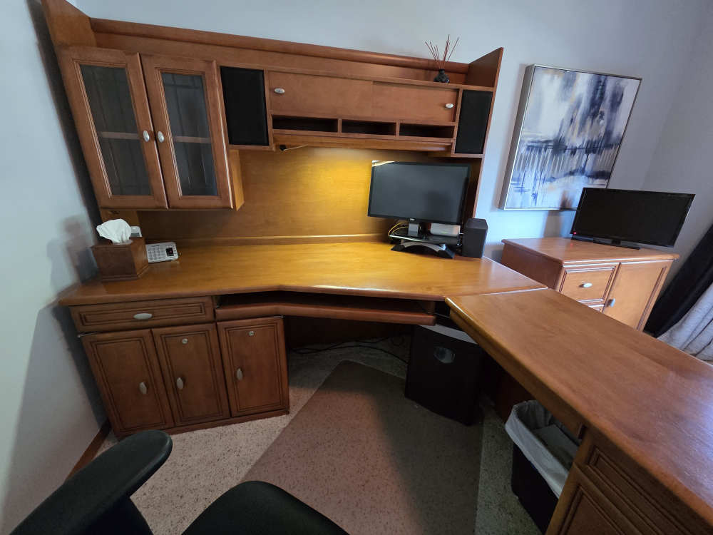 Wooden Corner Desk with filing cabinet - photo 3