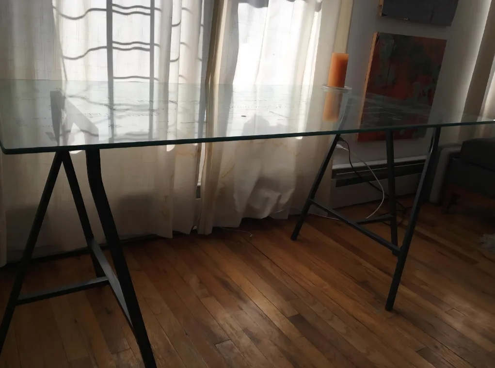 Glass Top Desk with Metal Legs thumbnail