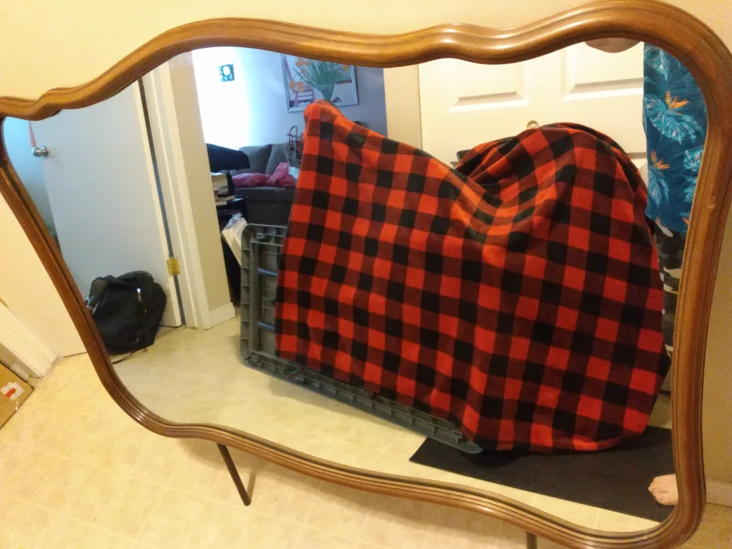 Antique Wooden Dresser & Mirror Set thumbnail