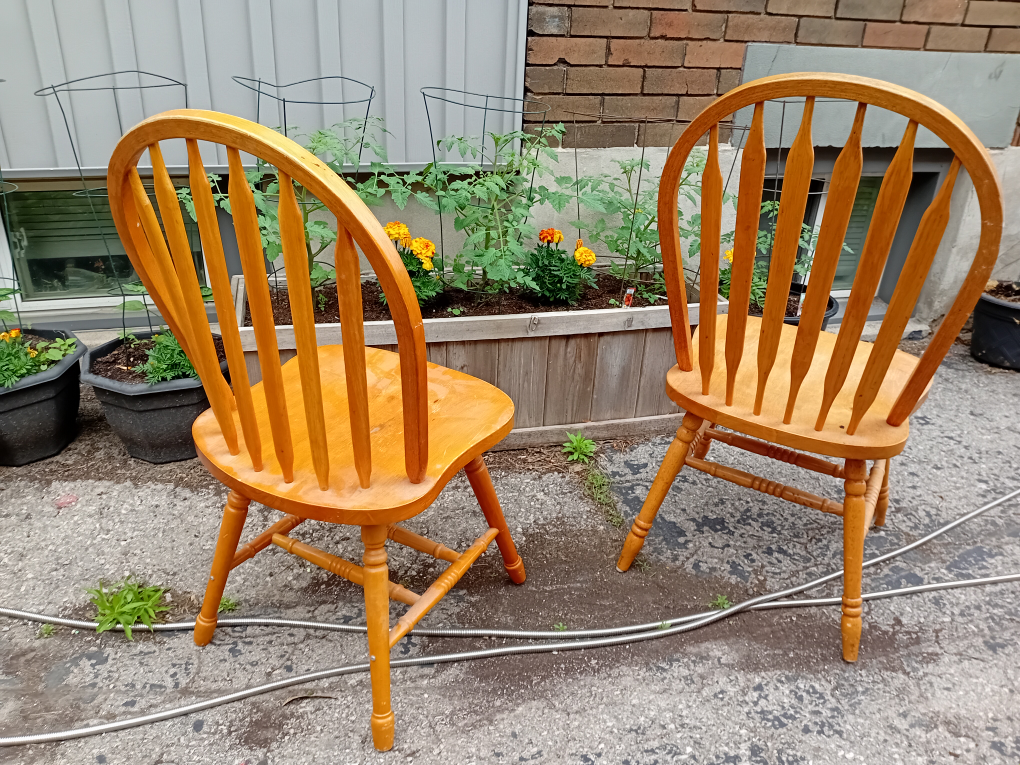 Wooden Spindle Back Dining Chairs - Pair - photo 3