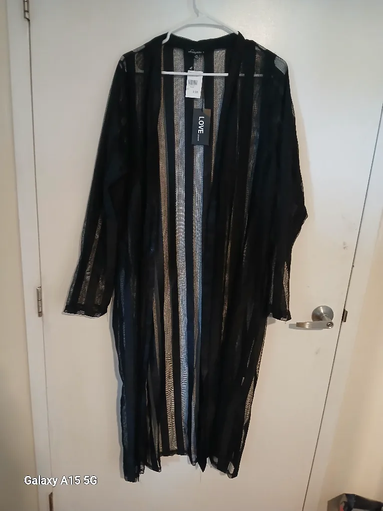 LOVE. Black Striped Kimono - New with Tags thumbnail