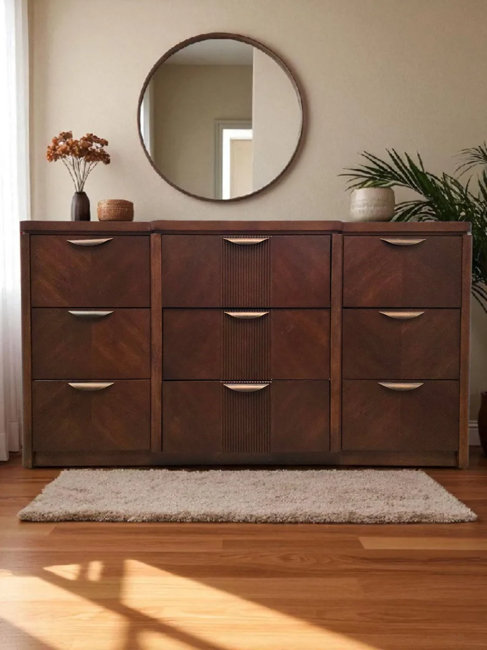 Free Delivery + Vintage Brown Dresser with Marble Top thumbnail