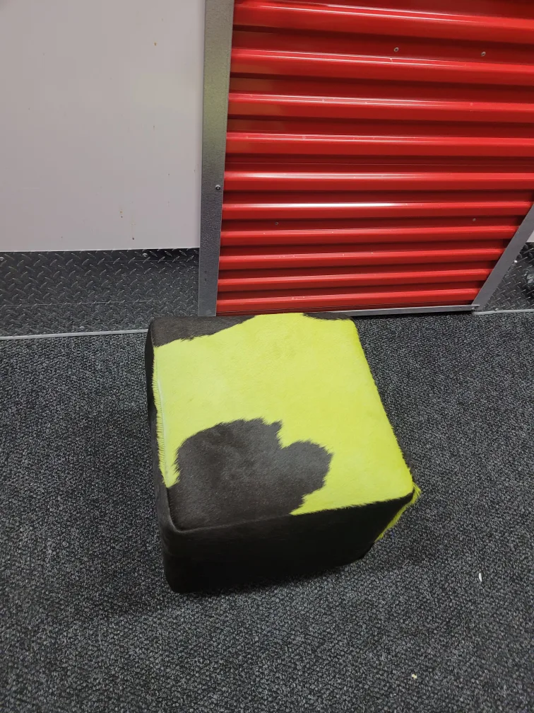 Cowhide Ottoman - Green/Black thumbnail