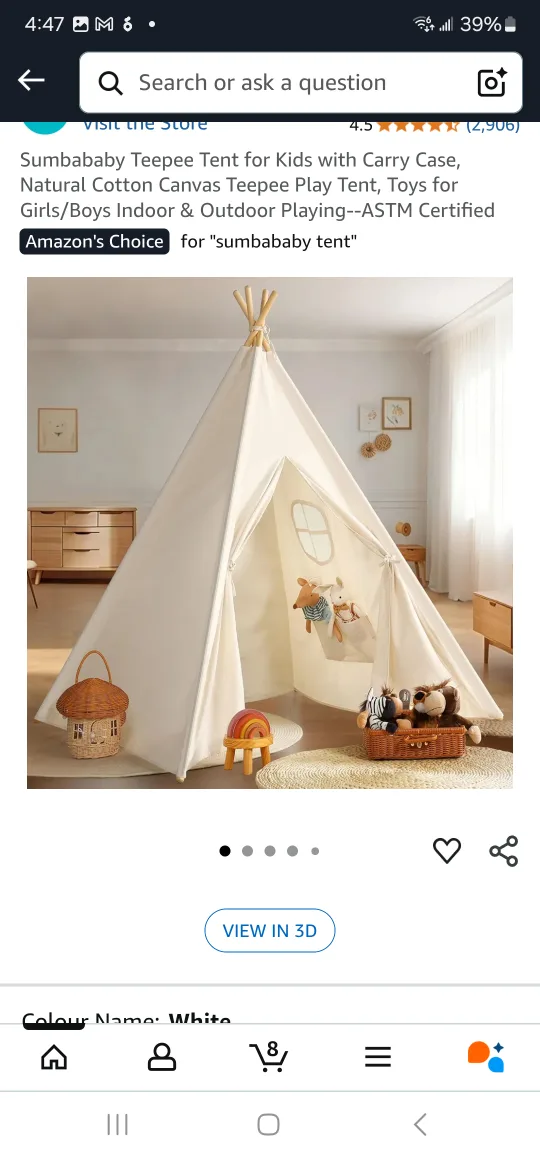 SumbaBaby Teepee Tent for Kids - New in Box! thumbnail