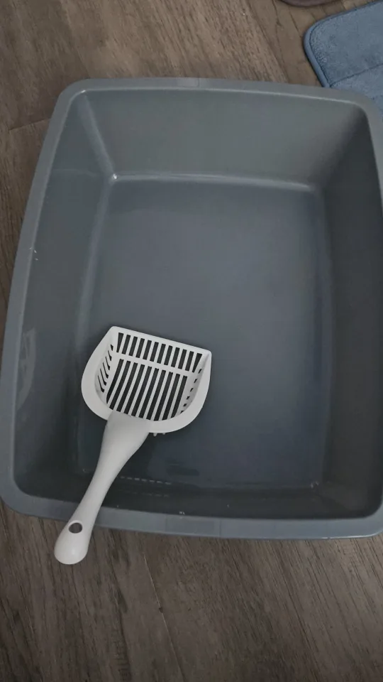 Grey Cat Litter Box with Scoop thumbnail