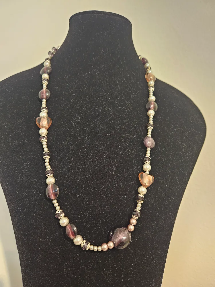 Beaded Necklace with Heart Accents thumbnail