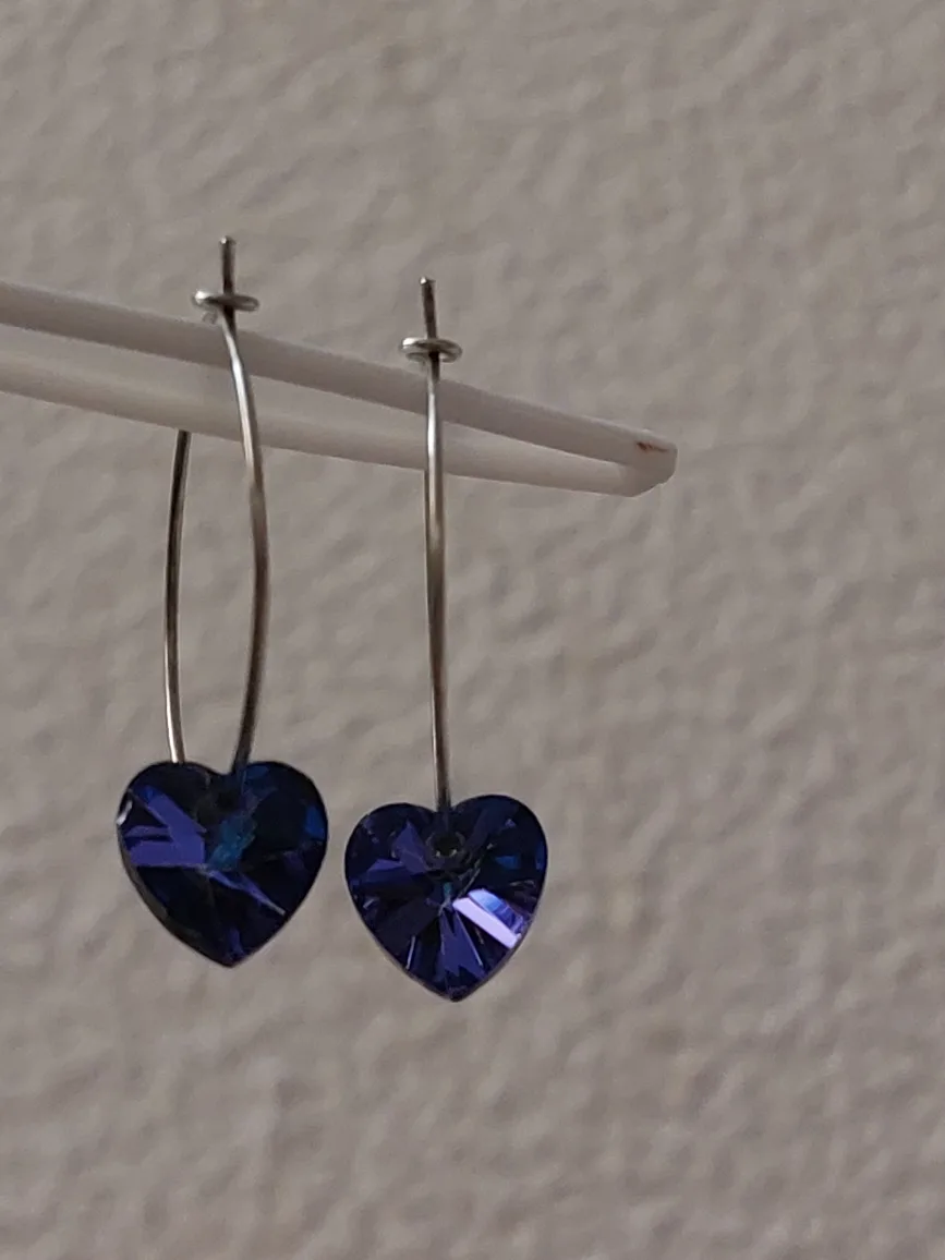 Heart-shaped Blue~Purple Earrings thumbnail