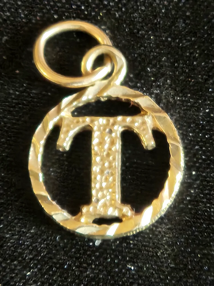 10kt Gold Intial Letter T Charm Pendant thumbnail