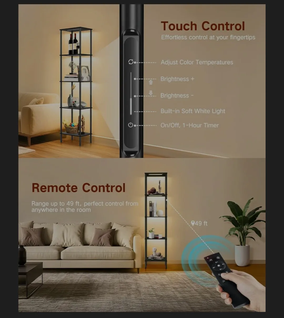 5-Tier Floor Lamp with Shelves image indicator(4)