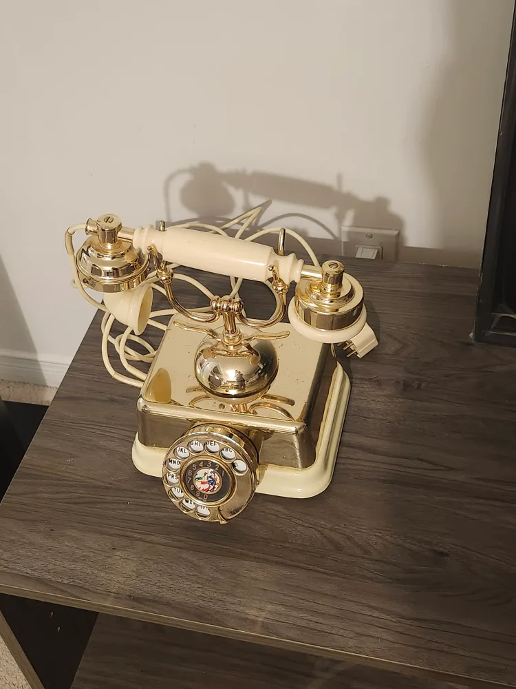 Vintage Gold Rotary Dial Telephone French Stylish image indicator(2)