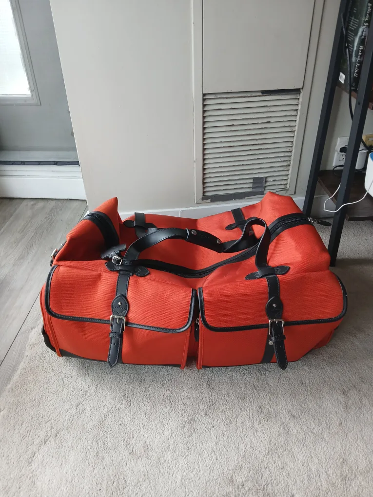 RALPH LAUREN orange suitcase / luggage bag + lock thumbnail