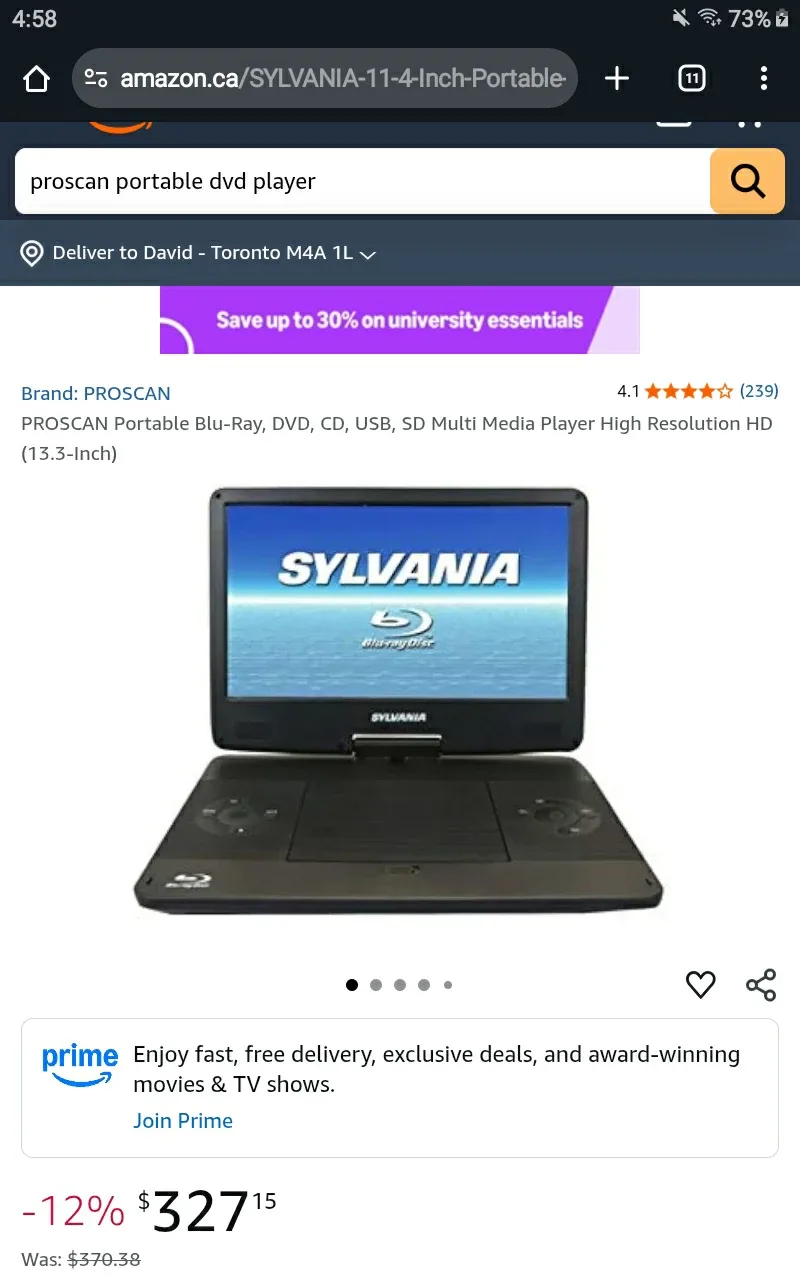 ➡️ Proscan 13.3" Portable DVD Player 📀 Retails $327+Tx image indicator(4)