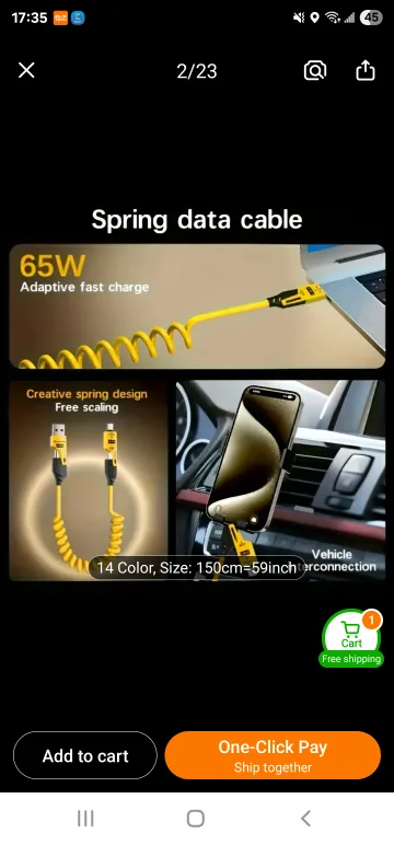 4 in 1 Spring Data Cable - USB to Type-C/Lightning thumbnail