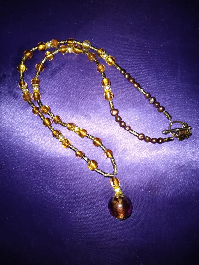 Beaded Necklace - Brown & Gold Tones image indicator(2)