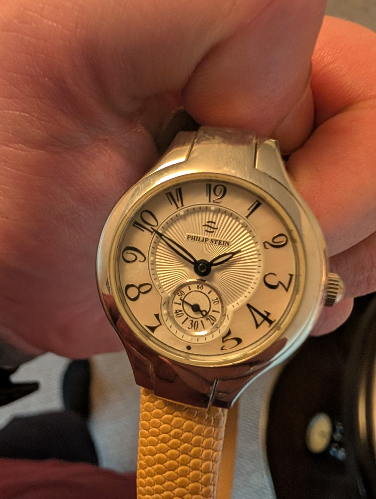 Philip Stein Watch with lizard skin Yellow Band